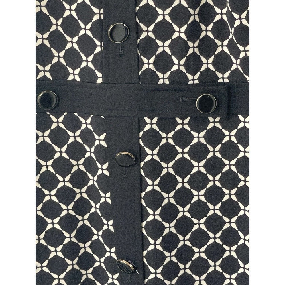 Talbots Womens Black White Patterned Sheath Dress MIDI Size 10P Sleeveless - Picture 6 of 14